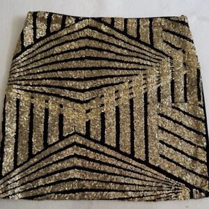 Romeo & Juliet Couture Black and Gold Sequin Mini Skirt